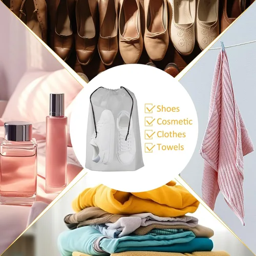 Miniatura 4 de Riuog Bolsas de zapatos transparentes con cuerda, bolsa de almacenamiento transparente portátil, para organizar zapatos grandes y transparentes