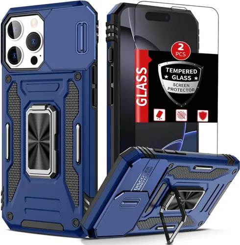 Miniatura 25 de Funda para iPhone 12 Pro Max con 2 protectores de pantalla, cubierta deslizante integrada para cámara para 12Pro Max, funda para teléfono