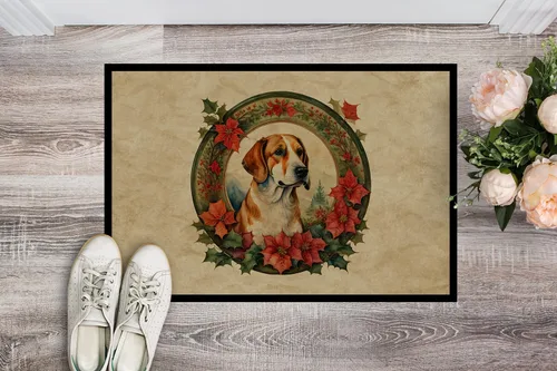 Miniatura 2 de Caroline's Treasures DAC2358JMAT English Foxhound Christmas Flowers Doormat Front Door Mat Indoor Outdoor Rugs for Entryway, Non Slip Washable Low
