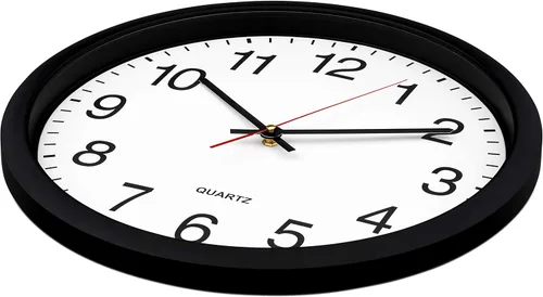 Miniatura 3 de Bernhard Products Reloj de pared negro, 2 unidades, silencioso, sin tictac, de cuarzo, de calidad extra grande, funciona con pilas, redondo, fácil