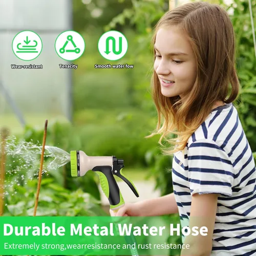 Miniatura 4 de Manguera de jardín de metal de acero inoxidable de 25 pies, ligera, a prueba de pinchazos y óxido, manguera de agua resistente para patio, caravana