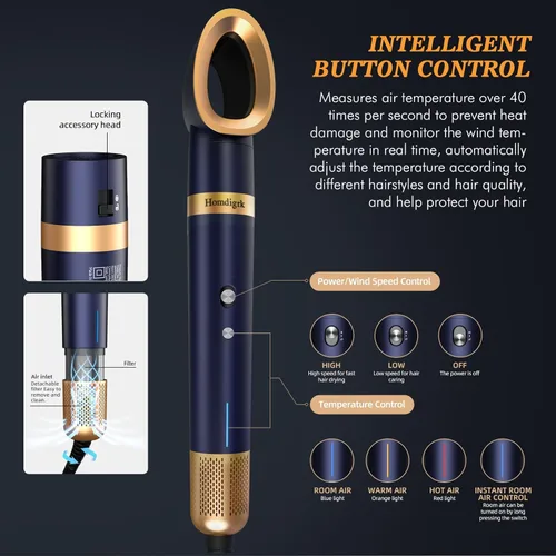 Miniatura 8 de Set de Cepillo Secador de Pelo 6 en 1 y Rizador de Cabello, Cepillo Alisador de Aire Caliente para Secado Rápido, Alisado y Volumización, Sin Daño