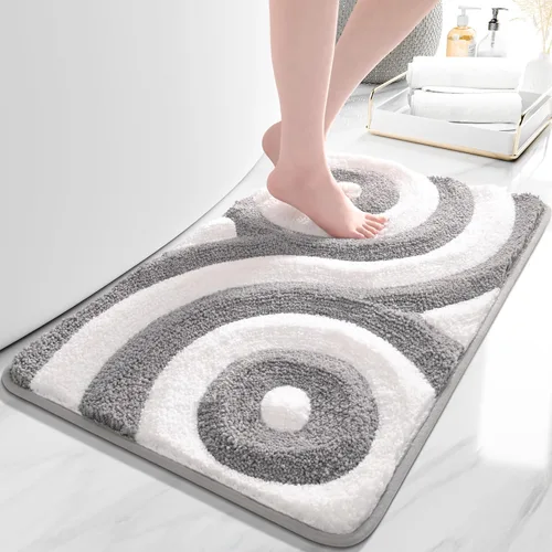 Miniatura 9 de QJHOMO Alfombras de Baño Lindas en Blanco y Negro Antideslizantes Tapete de Baño Decoración de Baño Moderna Estética, Alfombra de Baño Geométrica a