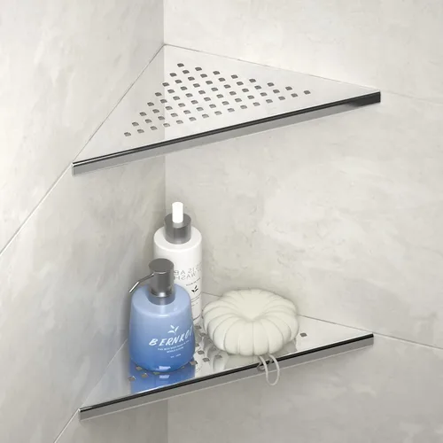 Miniatura 9 de Estante esquinero de ducha de 8 pulgadas, paquete de 2 unidades, lechada de acero inoxidable 304 en estantes de baño, estante empotrado para pared