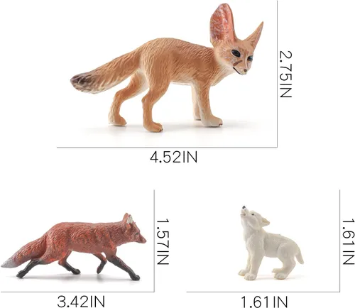 Miniatura 6 de Juego de 3 figuras de zorro del desierto, juego de figuras de lobo, bosque, bosque, animales, juguetes de plástico, figura de regalo para niños