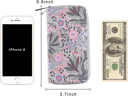 Miniatura 6 de HAWEE Cartera de teléfono celular para mujer con doble cremallera y correa de muñeca extraíble