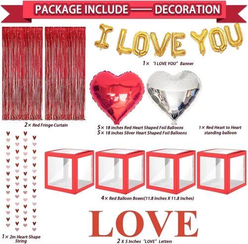Miniatura 2 de Guudmua Kit de decoración para el día de San Valentín, decoraciones de feliz aniversario, 4 cajas de globos, guirnalda de globos, decoraciones