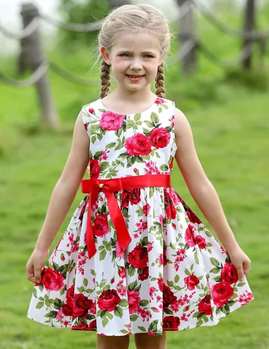Miniatura 18 de Vestido de verano para niña, de algodón, con diseño floral