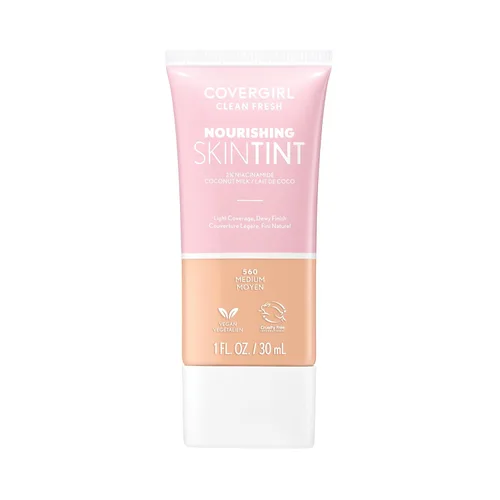 Miniatura 21 de COVERGIRL Clean Fresh Tinte para piel nutritivo, 550 Claro/Medio, base líquida, acabado húmedo, infundido con coco y aloe, fórmula vegana 550