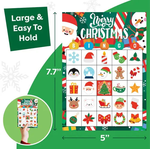 Miniatura 4 de Joyousa Juego de bingo de Navidad para niños, grupos grandes, 30 jugadores, juegos de Navidad para fiestas familiares, bingo de Navidad reutilizable