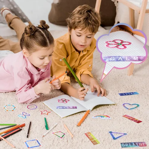 Miniatura 6 de Crtiin 80 calcomanías sensoriales para ansiedad, táctiles, ásperas, para la salud mental, autismo, TDAH, atención plena, para aliviar el estrés