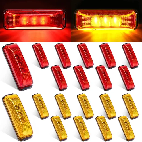 Miniatura 9 de Yahenda 20 Piezas Luces Marcadoras LED para Remolque de 3.9 Pulgadas con 3 LED Impermeables Luz Marcadora Lateral Rectangular Luces de Circulación