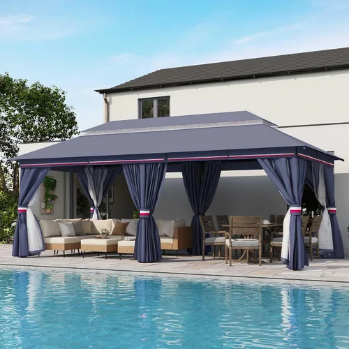 Miniatura 24 de LAUSAINT HOME 8'x8' Outdoor Gazebo, Metal Frame Heavy Duty Patio Canopy Tent Shelter with Double Roofs, Mosquito Nettings and Privacy Screens for