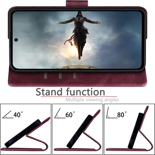 Miniatura 6 de SUANPOT Funda de piel tipo cartera para Samsung Galaxy A53 5G con tarjetero de crédito RFID Flip Folio Book Phone Case a prueba de golpes para Rojo