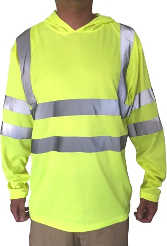 Miniatura 2 de Hi Vis - Camiseta de alta visibilidad de manga larga para trabajo de construcción, camisetas reflectantes con capucha Amarillo