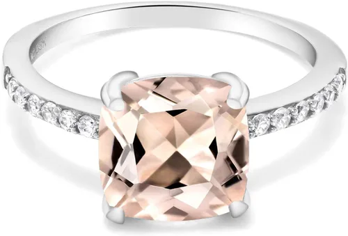 Miniatura 68 de Gem Stone King Anillo de compromiso de plata de ley 925 con piedra preciosa de corte cojín de 0.315 in Anillo de compromiso de aniversario de boda