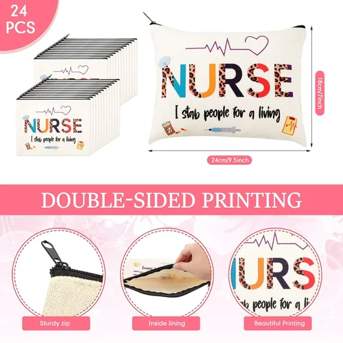 Miniatura 2 de LEIFIDE 24 bolsas de maquillaje para enfermeras, regalos de semana del CNA, regalo de agradecimiento a la enfermera 2026 para mujeres, bolsa