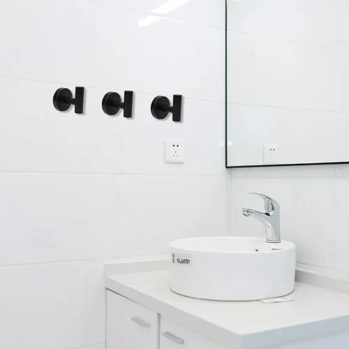 Miniatura 4 de Ganchos para toallas de pared, ganchos de baño, color negro mate, ganchos para abrigos, SUS 304, acero inoxidable, resistente, colgador de puerta