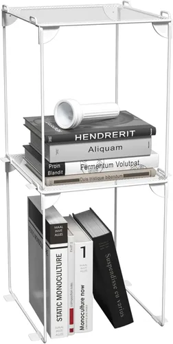 Miniatura 11 de Neudeco Pack 2, Estante de casillero de malla, organizador de casillero extra alto apilable, construcción plegable y metálica, se ajusta a Gris