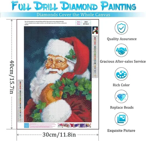 Miniatura 2 de PJOESL Paquete de 6 kits de pintura de diamantes de Navidad para adultos, arte de diamantes de imitación 5D, arte redondo completo de diamantes