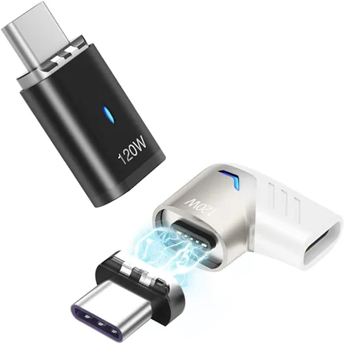 Miniatura 11 de Adaptador magnético USB C Ángel derecho + USB magnético tipo C recto 5 pines, compatible con PD 120 W carga rápida, transferencia de datos de 480