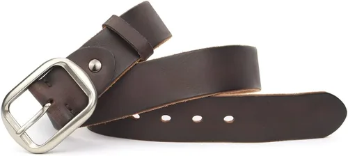 Miniatura 3 de Cinturón de mezclilla de cuero genuino para hombre, hecho a mano, 100% piel de vaca, diseños clásicos para el trabajo, negocios y casual