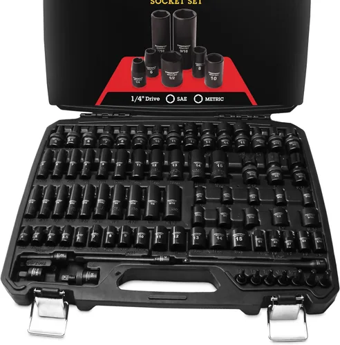 Miniatura 8 de TIGHTSPOT Juego maestro de llaves de impacto de 70 piezas con sistema SAE y métrico de 5/16 pulgadas a 1-1/4 pulgadas, 0.315 in - 0.945 in, enchufes