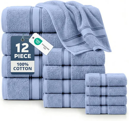 Miniatura 68 de Lane Linen Juego de 4 toallas de baño de 100 % algodón (35 x 66 pulgadas), juego de toallas de baño extragrandes de algodón sin torsión, secado Gris