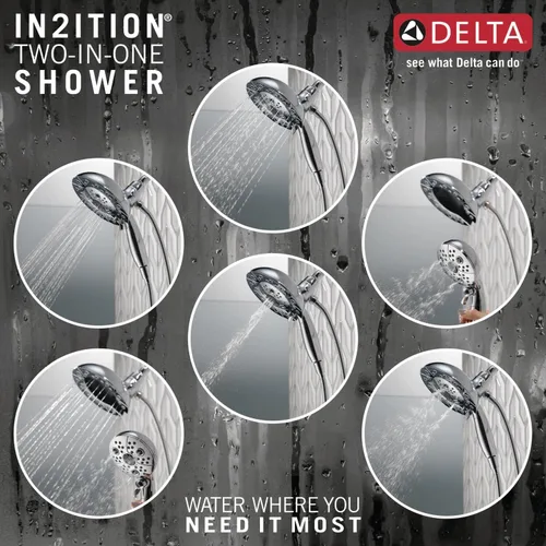 Miniatura 4 de Delta Faucet Trinsic Serie 14 - Kit de molduras para bañera y ducha de un solo mango, grifo de ducha cromado con cabezal de ducha doble 2 en 1 de 5
