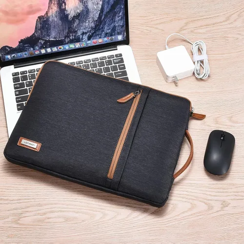 Miniatura 2 de LONMEN Funda para laptop de 14 pulgadas, protección de 360 grados y resistente al agua con asa retráctil, bolsa para laptop de 14 pulgadas Negro
