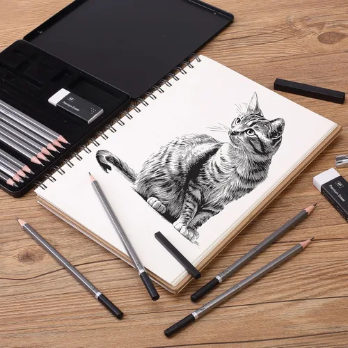 Miniatura 4 de Mr. Pen - Juego de lápices de dibujo para dibujo, 19 piezas, lápices de grafito (10B-6H), palitos de grafito, borradores, sacapuntas de metal