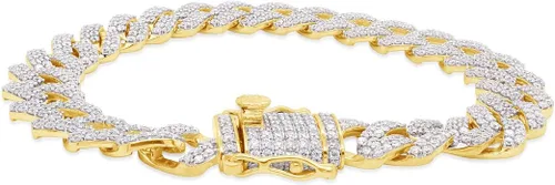 Miniatura 3 de SAVEARTH DIAMONDS Pulsera de eslabones de moissanita creada en laboratorio de corte redondo de 9 12 quilates, 0.472 in de ancho, en oro de 14