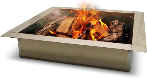 Miniatura 6 de Firebuggz Inserto de anillo de acero inoxidable resistente para exteriores - Inserto cuadrado de 24 pulgadas, brida exterior de 32 pulgadas, altura