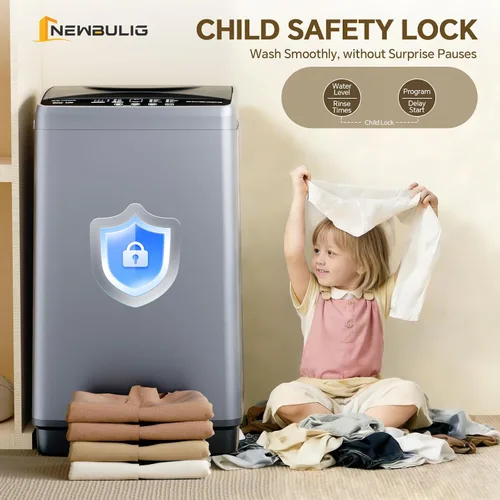 Miniatura 6 de NEWBULIG Lavadora portátil de 1.06 pies cúbicos, capacidad de 7.7 libras, lavadora compacta completamente automática con 10 ciclos de lavado