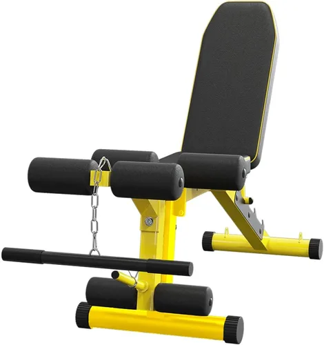 Banco de pesas utilitario con extensión de pierna, banco ajustable multiposición para entrenamiento de fuerza, ejercicio con mancuernas y Negro con