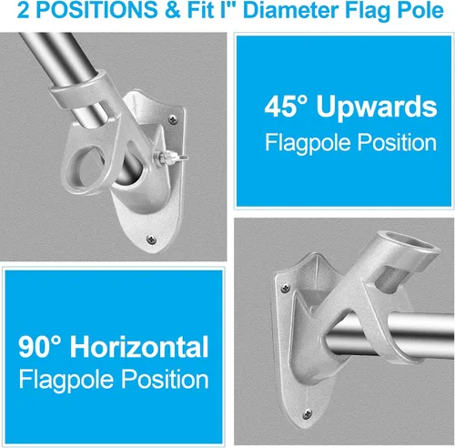 Miniatura 3 de BONWIN - Soportes de soporte para asta de bandera de 1 pulgada con accesorios para montaje en pared de casa, diámetro interior de 1 pulgada, dos