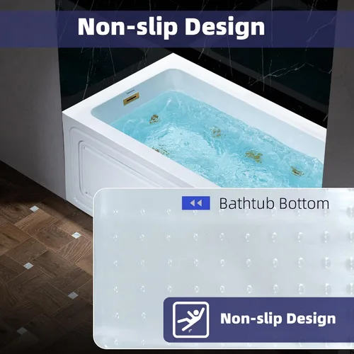 Miniatura 19 de WOODBRIDGE Bañera de hidromasaje rectangular de acrílico de 60 x 30 pulgadas con calefacción en blanco con drenaje izquierdo, acabado dorado