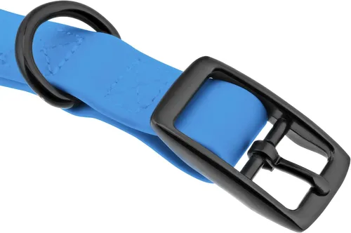 Miniatura 3 de MiMu Collar pequeño de silicona para perro, collar de perro elegante azul de 18 pulgadas con hebilla de punta y bucle de correa con anillo en D