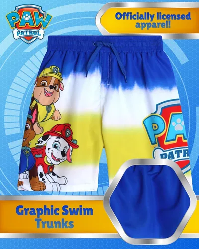Miniatura 2 de Nickelodeon Paw Patrol - Traje de baño para niños Chase Marshall Rubble TMNT UPF 50+ - Pantalones cortos de natación para niños pequeños y niños