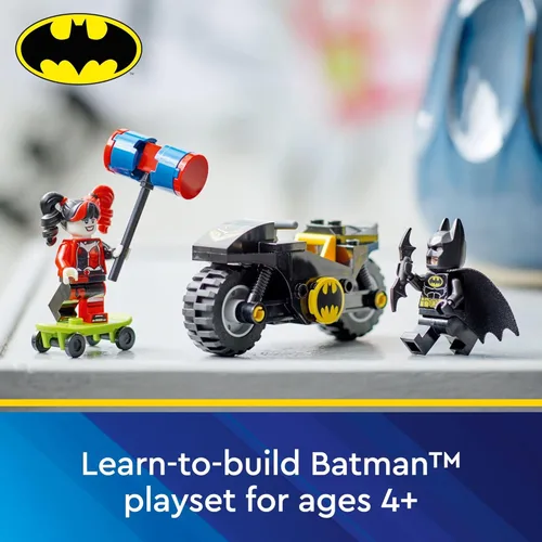 Miniatura 2 de LEGO DC Batman Versus Harley Quinn 76220, juego de figuras de acción de superhéroe con patineta y juguete de motocicleta para niños, niños y niñas