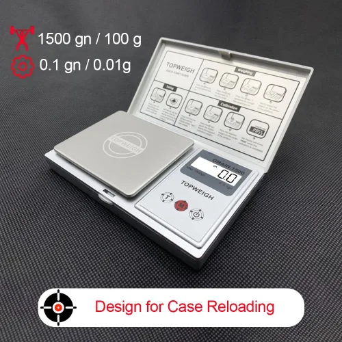 Miniatura 4 de Escala de recarga con bandeja de polvo de metal, escala de granos - Plata, 1500 granos x 0.1gn, escala de polvo digital para recarga, 100g x 0.01g