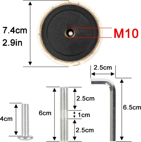 Miniatura 3 de Poste rascador de árbol para gatos de 2.9 in de diámetro, piezas de poste de sisal de repuesto para torre de gato (M10, 9,84 pulgadas/9.8 in)