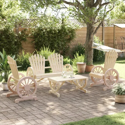 Miniatura 3 de Juego de 4 piezas de muebles de exterior de madera de abeto macizo para jardín, balcón, porche, espacios pequeños con cómodas sillas Adirondack