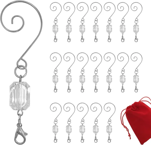 Miniatura 13 de BANBERRY DESIGNS Ganchos para adornos de Navidad, ganchos de alambre plateado acrílico transparente, paquete de 600, cada colgador mide 3 pulgadas.