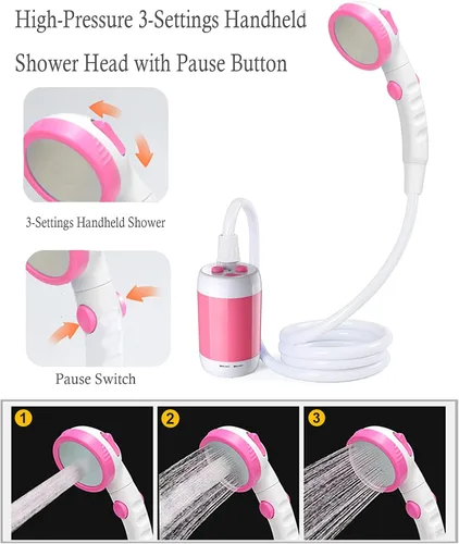 Miniatura 2 de Iron Hammer Campamento ducha portátil ducha camping ducha al aire libre campamento ducha cabeza para acampar Rosado