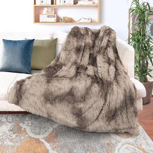Miniatura 28 de Tuddrom - Manta decorativa extra suave de piel sintética, 50 x 60 pulgadas (127 x 152.4 cm), reversible, de doble capa, de pelo largo, mullida, Rosa