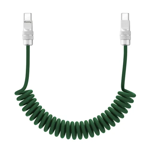 Miniatura 22 de chubbycable Curly Chubby - Cable de carga rápida USB C en espiral de 240 W, cable de carga retráctil trenzado duradero para automóvil compatible