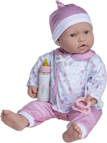 JC Toys La Baby Caucasian - Muñeca bebé pequeña de cuerpo suave de 20 pulgadas | Lavable | Traje floral rosa extraíble con sombrero, chupete y Rosa