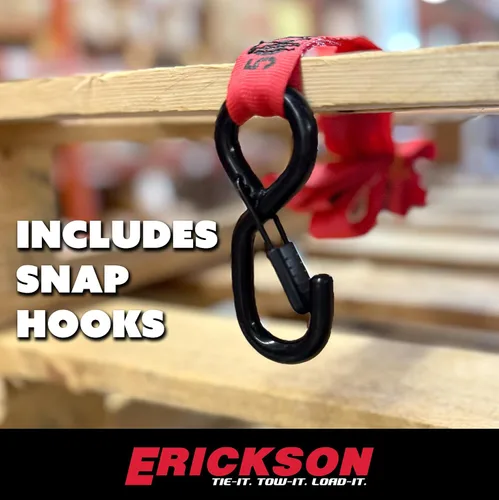 Miniatura 7 de Erickson Correa de trinquete retráctil autotensante de 1 pulgada x 10 pies, resistencia a la rotura de 1500 libras, diseño de tensión automática