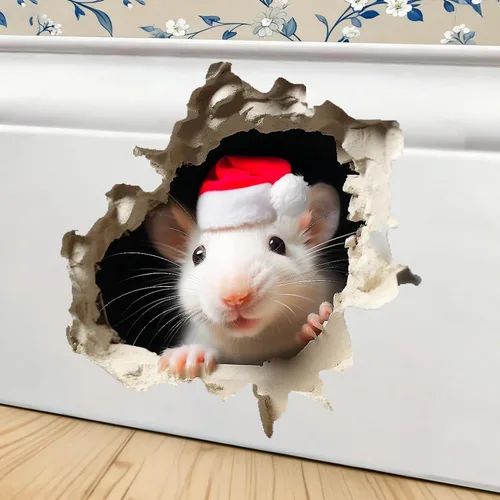 Miniatura 10 de Calcomanía de pared 3D con agujero de ratón - Calcomanía decorativa para pared de habitación de niños - Desmontable, se pega y se despega